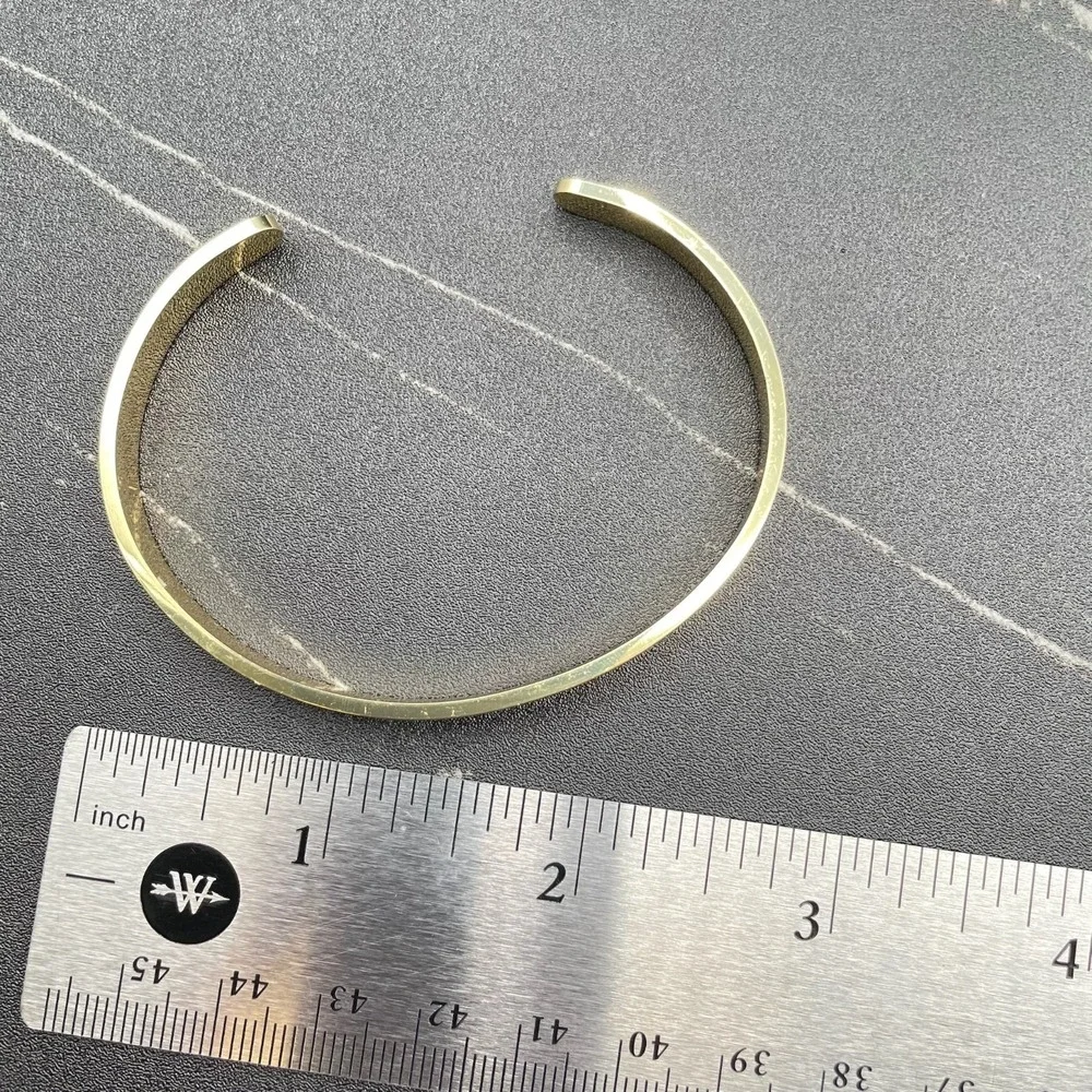 Gold-Tone Classic Fashion Shiny Metal Round-Ended Cuff Torque Slip-On Bracelet‎